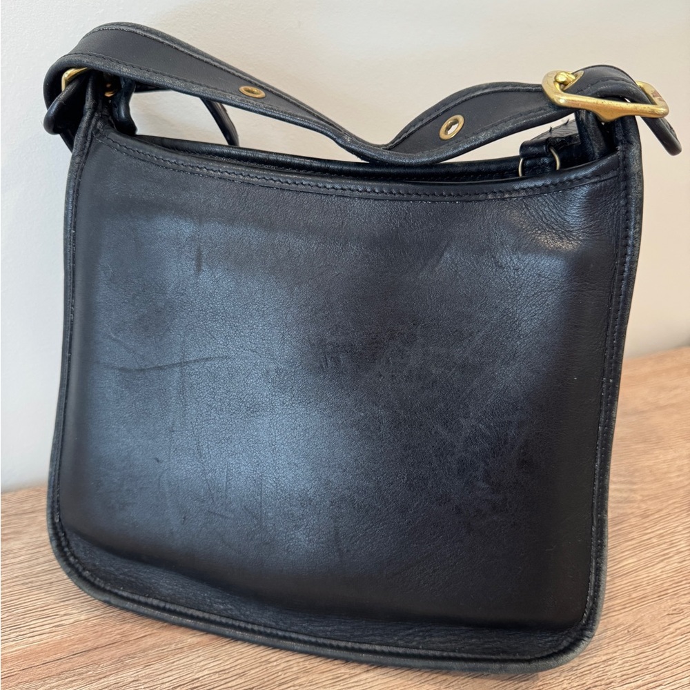 Coach Vintage Black Leather Janice Crossbody Bag